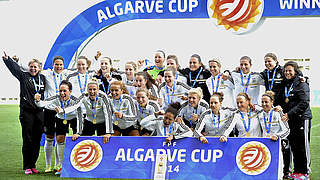 Celebrating their third Algarve Cup title: Germany's women © Bongarts/GettyImages
