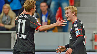 Two players, two goals: Kießling (L) and Brandt © Bongarts/GettyImages