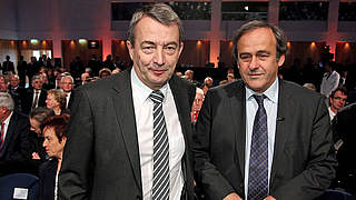 In Nuremberg: DFB President Niersbach (l.) and UEFA Boss Platini © Bongarts/GettyImages