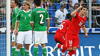 Konsterniertes DFB-Team: wieder jubelt die Schweiz © Bongarts/GettyImages