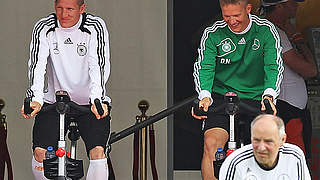 Alles für die Fitness: Schweinsteiger schuftet auf dem Rad © Bongarts/GettyImages