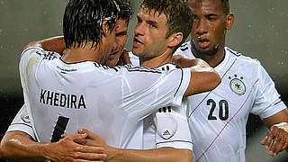 First win in 2012: Germany celebrates in Leipzig © Bongarts/GettyImages