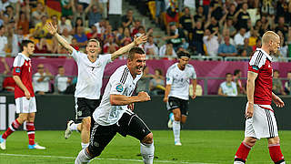 First goal: Lukas Podolski scores © Bongarts/GettyImages