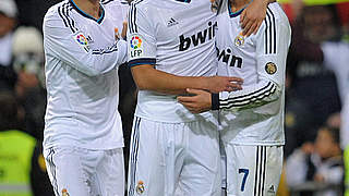 Feiern den Viertelfinaleinzug: Carvalho, Khedira und Ronaldo © Bongarts/GettyImages