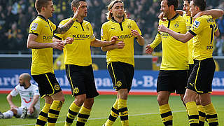 Souveräner Sieg gegen Hannover: Die Borussia jubelt © Bongarts/GettyImages