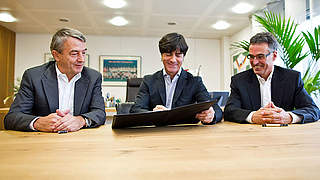 Continuity on the top: Niersbach, Löw and Sandrock (from the left) © Bongarts/GettyImages