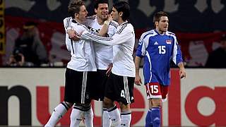 Deutschland jubelt im Spiel gegen Liechtenstein © Bongarts/GettyImages