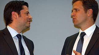 Auf der "Soccerex" in Manchester: Christian Seifert und Oliver Bierhoff © Bongarts/GettyImages