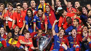 Jubel beim FC Barcelona nach dem Gewinn der Champions League 2009 © Bongarts/GettyImages