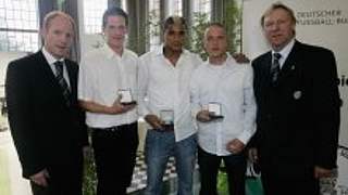 Matthias Sammer, Robert Flessers, Kevin-Prince<br> Boateng, Daniel Adlung und Horst Hrubesch (v.l.) © Bongarts/Getty-Images