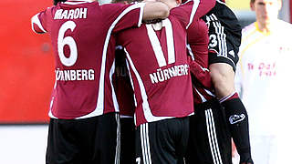 Jubel in Nürnberg: 3:2 gegen Leverkusen © Bongarts/GettyImages