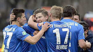 Drei Tore in Elversberg: Jubel bei den "Lilien" © Bongarts/GettyImages