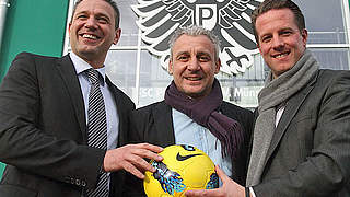 Präsident Marco de Angelis, Trainer Pavel Dotchev und Sportchef Carsten Gockel © MSPW