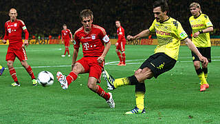 Cup final opponents in 2012: Bayern’s Lahm and BVB stalwart Hummels © Bongarts/GettyImages