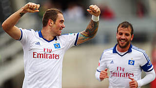 Hattrick in weniger als acht Minuten: Hamburgs Pierre-Michel Lasogga © Bongarts/GettyImages