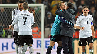 Löw (second from right): "I'm delighted for our national team players from FC Bayern" © imago