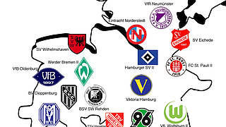 Die Landkarte der Regionalliga Nord: Wer wird heuer Meister? © mspw
