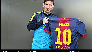 Für Gerd Müller: Messi mit dem Trikot © FC Barcelona