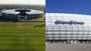 Olympiastadion Berlin (l.) und Allianz Arena München - die Kandidaten für die EM 2020 © Bongarts/GettyImages/imago