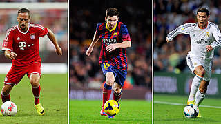 Drei Stars zur Auswahl: Franck Ribéry, Lionel Messi und Cristiano Ronaldo (v.l.) © Bongarts/GettyImages