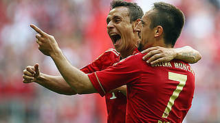 Bestt performance against HSV: Ribery (r.) and Rafinha © Bongarts/GettyImages