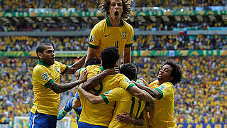 Auftakt nach Maß in den Confed Cup: Gastgeber Brasilien jubelt gegen Japan © Bongarts/GettyImages