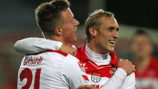 Two players, three goals: Gerhardt (L) and Risse © Bongarts/GettyImages