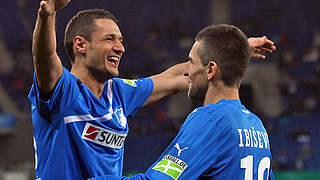 Torschützen unter sich: Hoffenheims Vedad Ibisevic (r.) und Sejad Salihovic © Bongarts/Getty Images