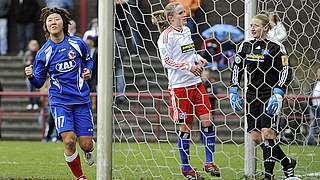 Traf zum 2:0: Potsdams Yuki Nagasato (l.) © Kuppert