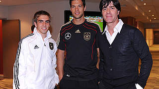 Führungstrio: Philipp Lahm, Kapitän Michael Ballack und Joachim Löw (v.l.) © Bongarts/GettyImages