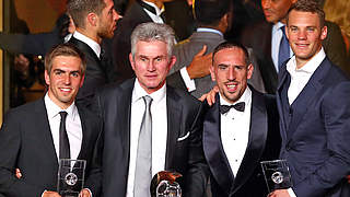 Triple-Bayern 2013: Philipp Lahm, Jupp Heynckes, Franck Ribéry, Manuel Neuer © Bongarts/GettyImages