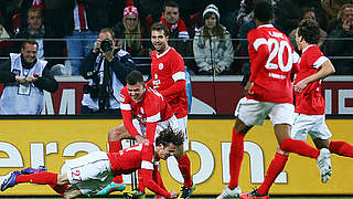 Unbändige Freude: Mainz bejubelt das 1:0 © Bongarts/GettyImages
