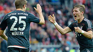 Jubel in Mainz: Bayerns Müller (l.) und Schweinsteiger gewinnen © Bongarts/GettyImages