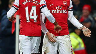 Torschützen unter sich: Lukas Podolski und Theo Walcott © Bongarts/GettyImages