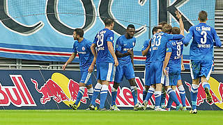 Jubel in blau: Rostock schlägt Leipzig © Bongarts/GettyImages