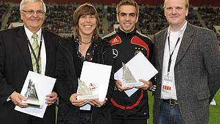 Dr. Zwanziger, Tanja Walther, Philipp Lahm und Bastian Finke © GES-Sportfoto