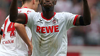 Scores the goal for clearing: Köln striker Anthony Ujah © Bongarts/GettyImages