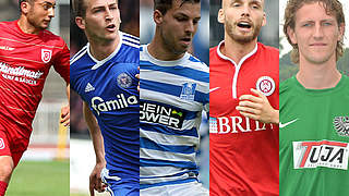 Spieltag sechs, fünf Kandidaten: Aosman, Heider, Wolze, Book und Krohne (v.l.) © Bongarts/GettyImages/imago