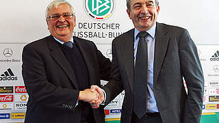 President and successor-to-be: Theo Zwanziger, Wolfgang Niersbach  © Bongarts/GettyImages