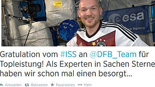 Schöne Grüße aus dem Weltraum: Nicht nur die ganze Welt feiert das DFB-Team © Screenshot Twitter