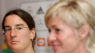 Striker Birgit Prinz at the press conference in Tianjin ©  Bongarts/GettyImages